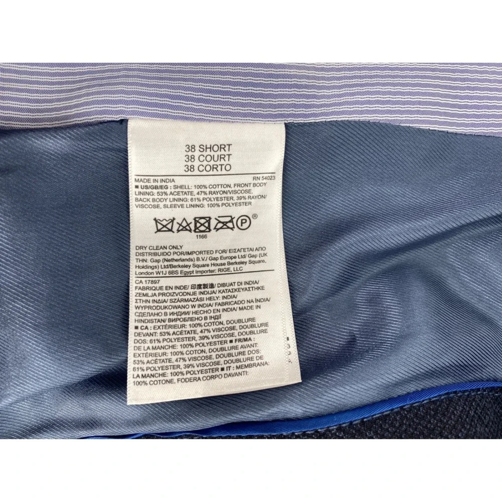 Banana Republic Modern Slim Fit Blazer Mens 38 Short Navy Blue Cotton Sport Coat